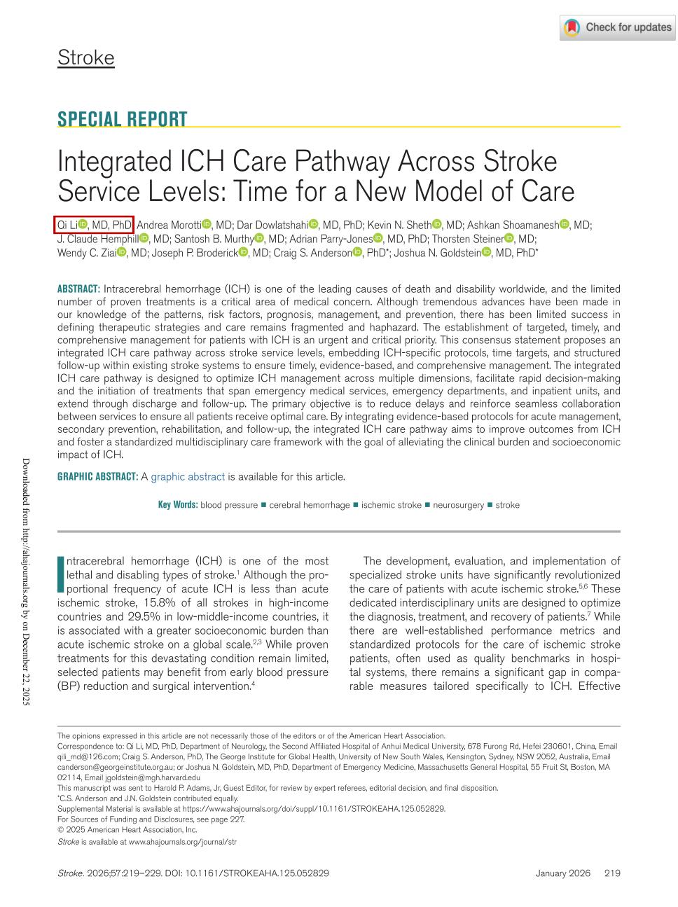 安徽整合性脑出血诊治模式获国际认可